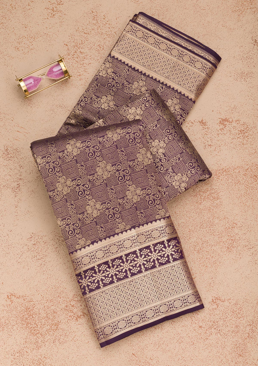 Navy Blue Zariwork Pure Silk Saree-Koskii