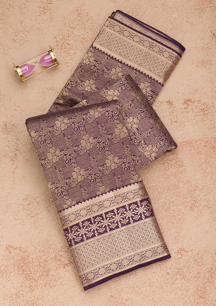 Navy Blue Zariwork Pure Silk Saree-Koskii