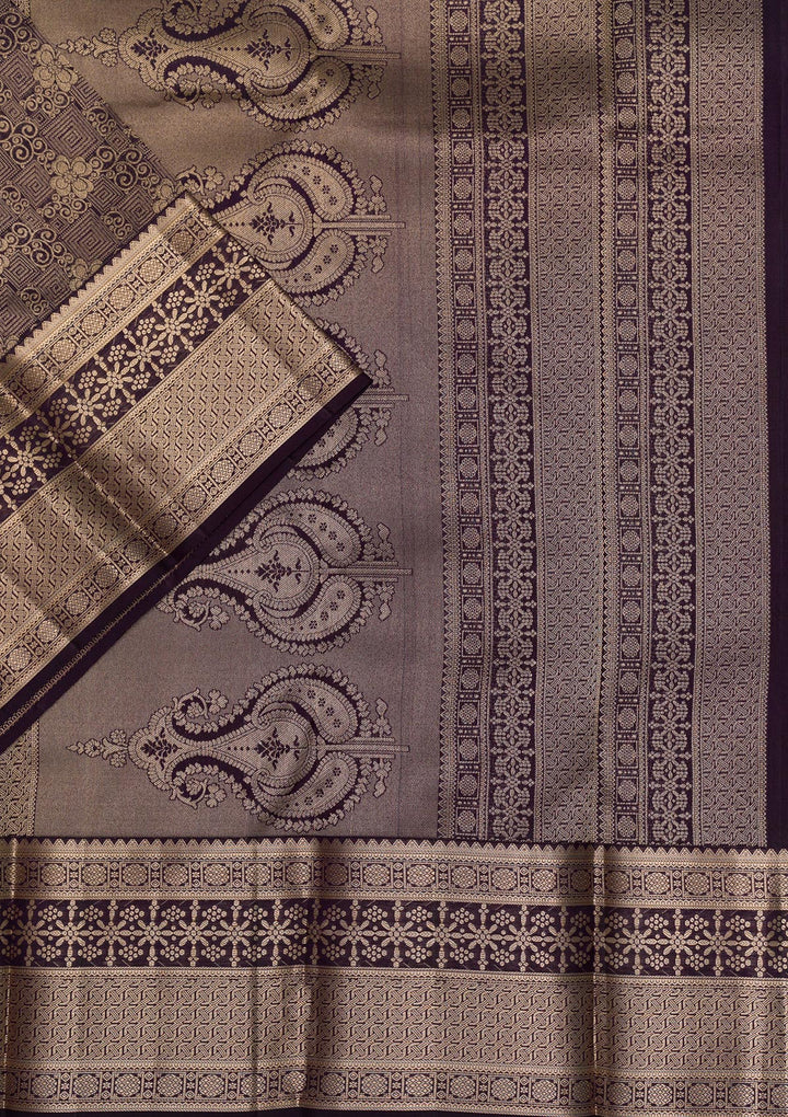 Navy Blue Zariwork Pure Silk Saree-Koskii
