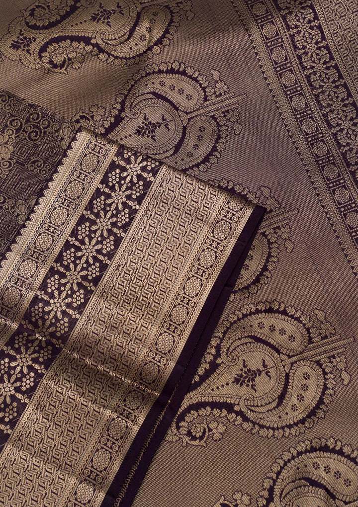 Navy Blue Zariwork Pure Silk Saree-Koskii