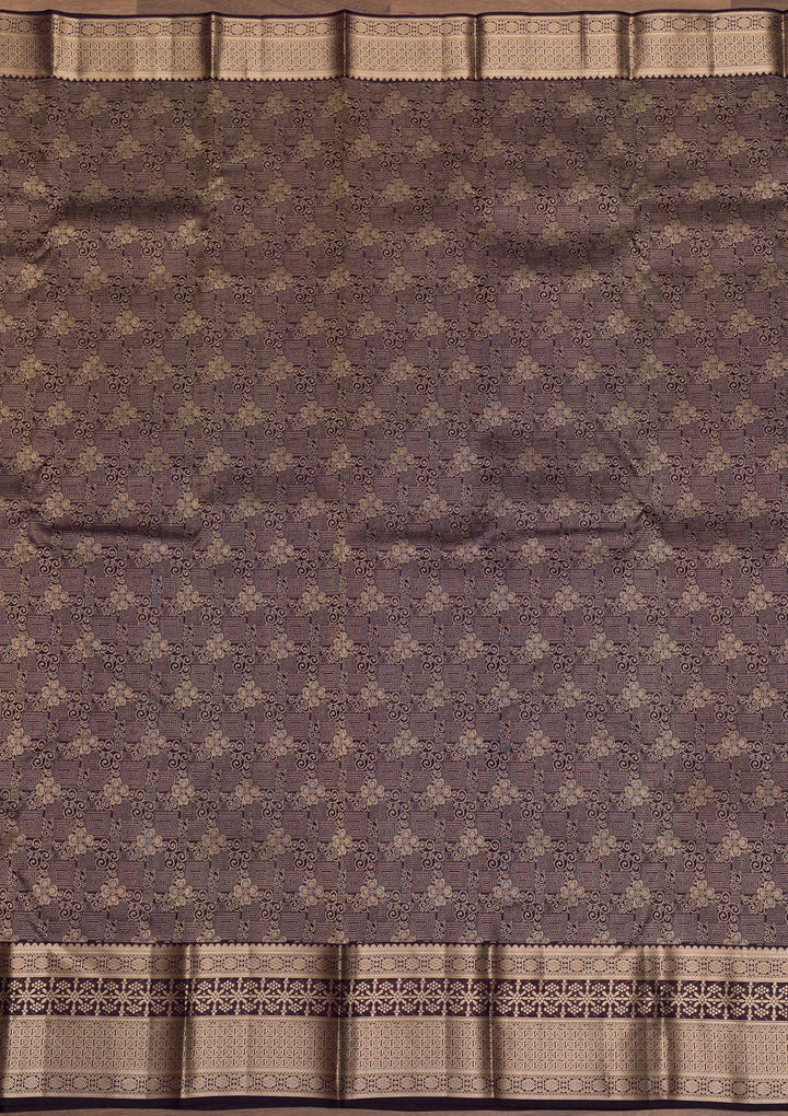 Navy Blue Zariwork Pure Silk Saree-Koskii
