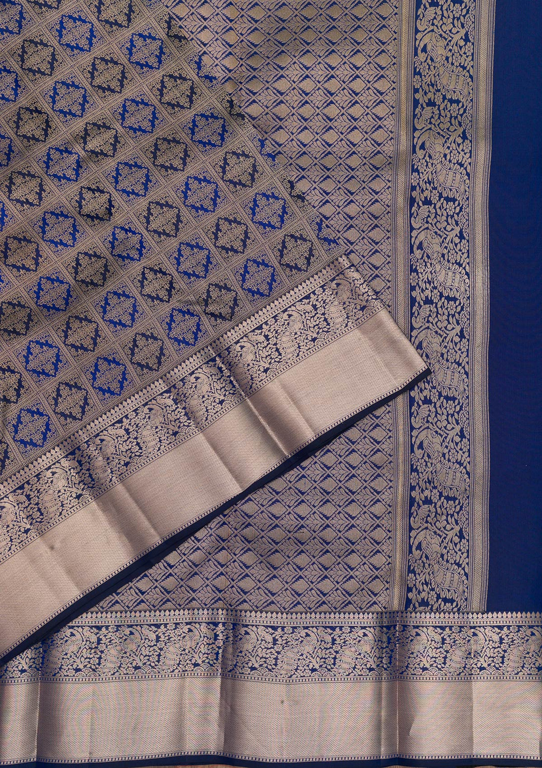 Navy Blue Zariwork Pure Silk Saree