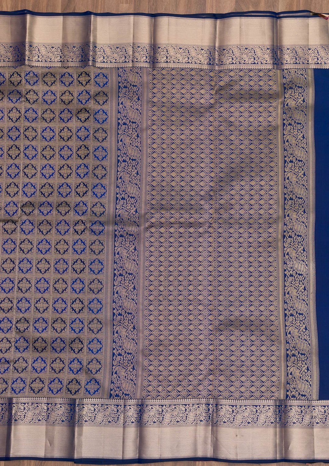 Navy Blue Zariwork Pure Silk Saree