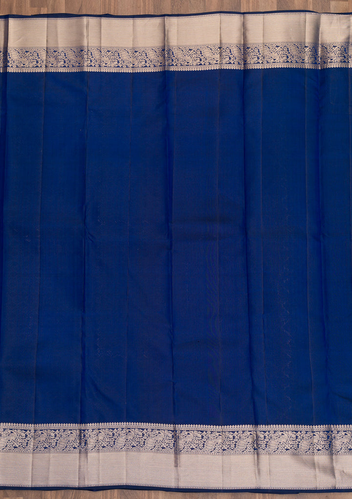 Navy Blue Zariwork Pure Silk Saree