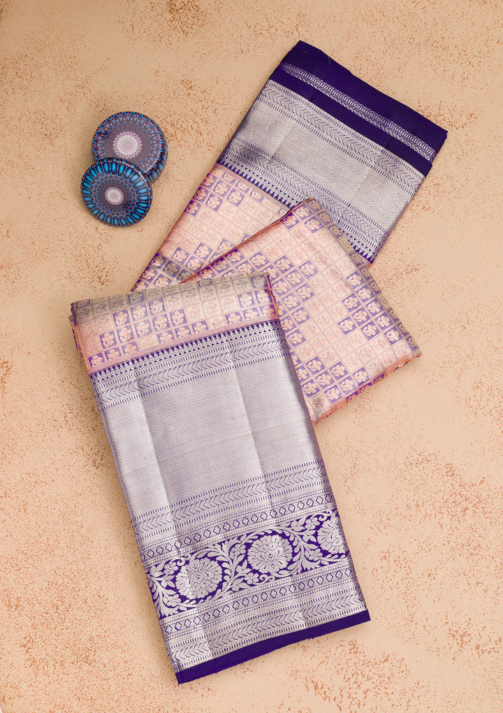 Navy Blue Zariwork Kanjivaram Pure Silk Saree