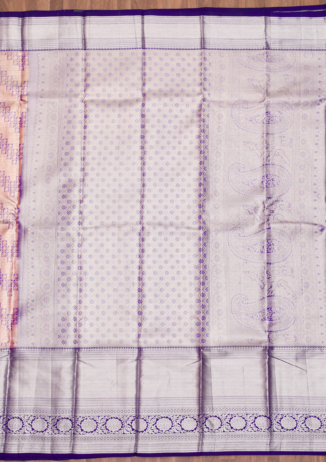 Navy Blue Zariwork Kanjivaram Pure Silk Saree