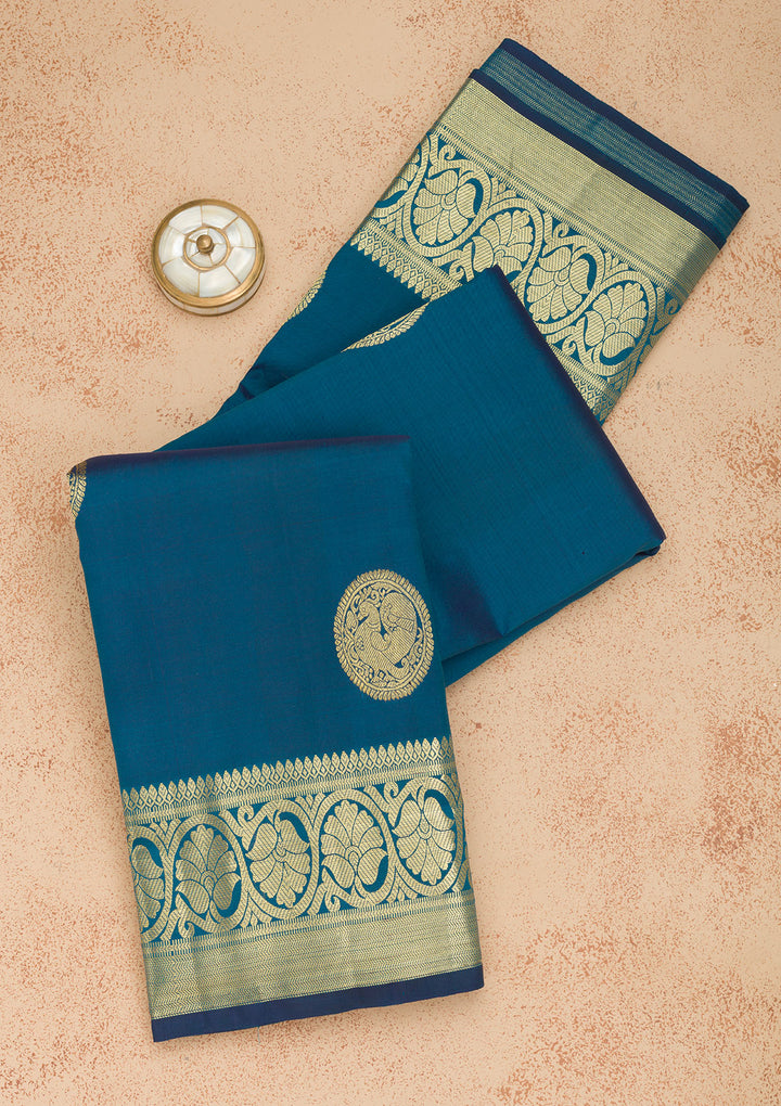 Navy Blue Zariwork Pure Silk Saree