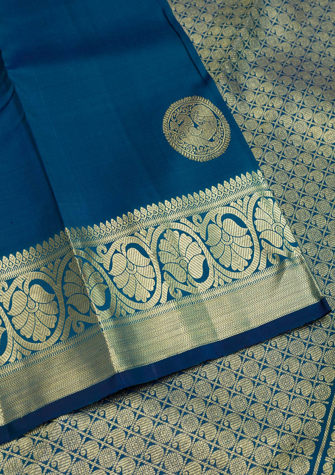 Navy Blue Zariwork Pure Silk Saree
