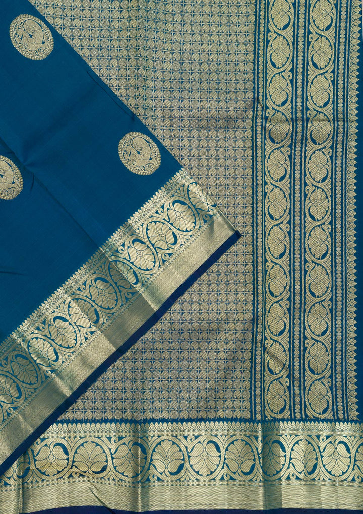 Navy Blue Zariwork Pure Silk Saree