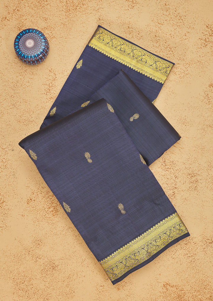 Navy Blue Zariwork Pure Silk Saree