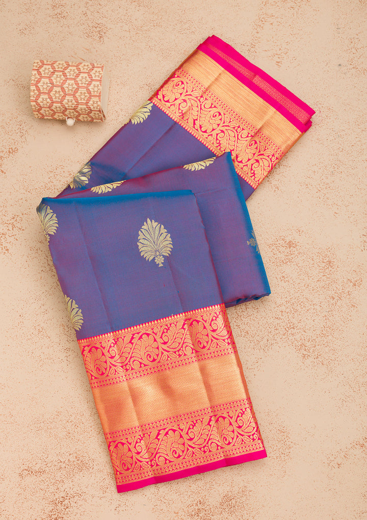 Navy Blue Zariwork Banarasi Pure Silk Saree