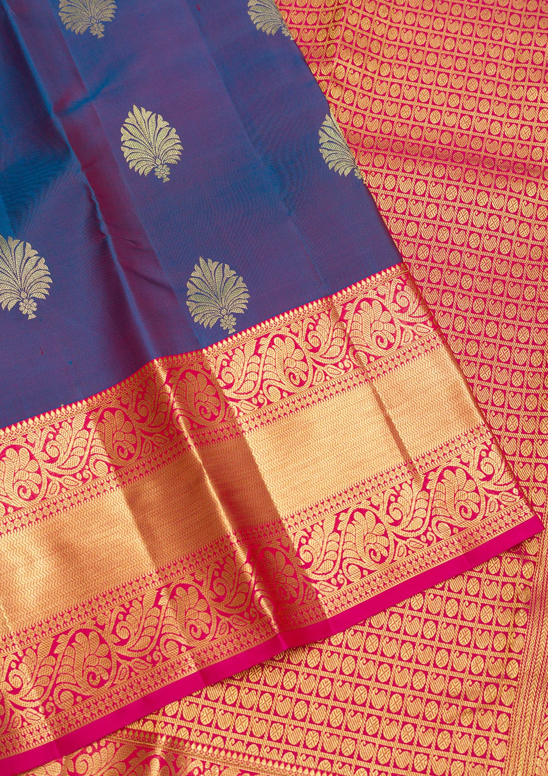 Navy Blue Zariwork Banarasi Pure Silk Saree