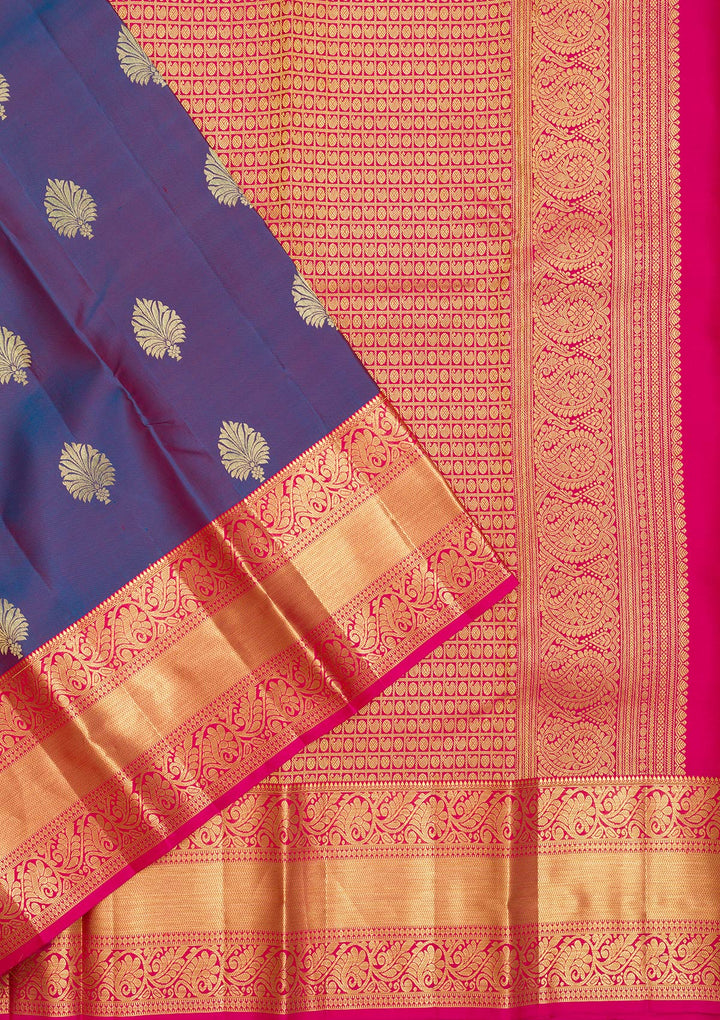 Navy Blue Zariwork Banarasi Pure Silk Saree