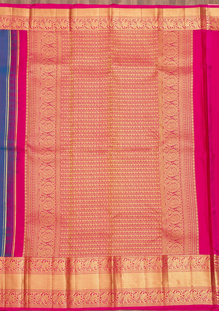 Navy Blue Zariwork Banarasi Pure Silk Saree