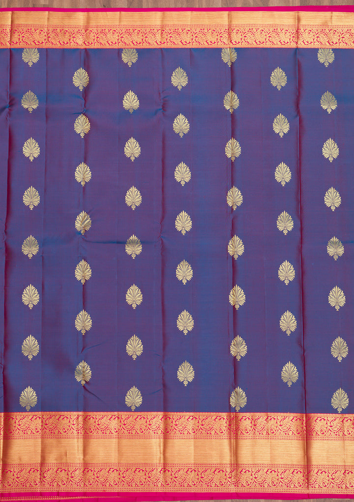 Navy Blue Zariwork Banarasi Pure Silk Saree