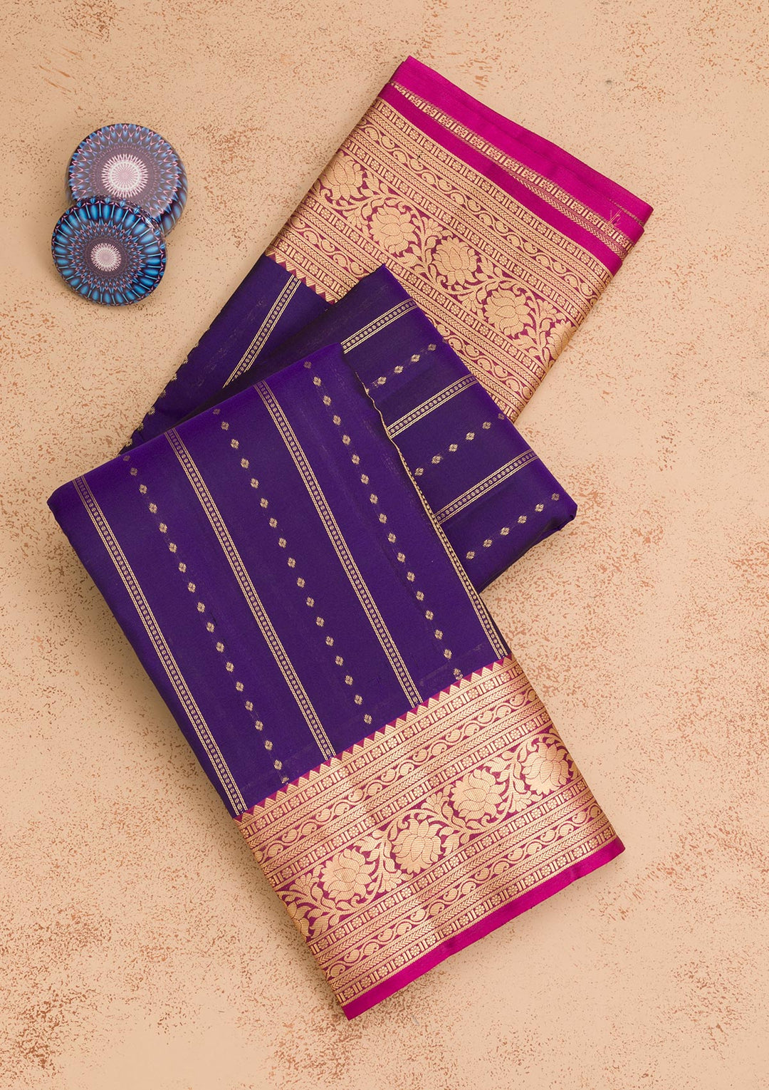Navy Blue Zariwork Pure Silk Saree