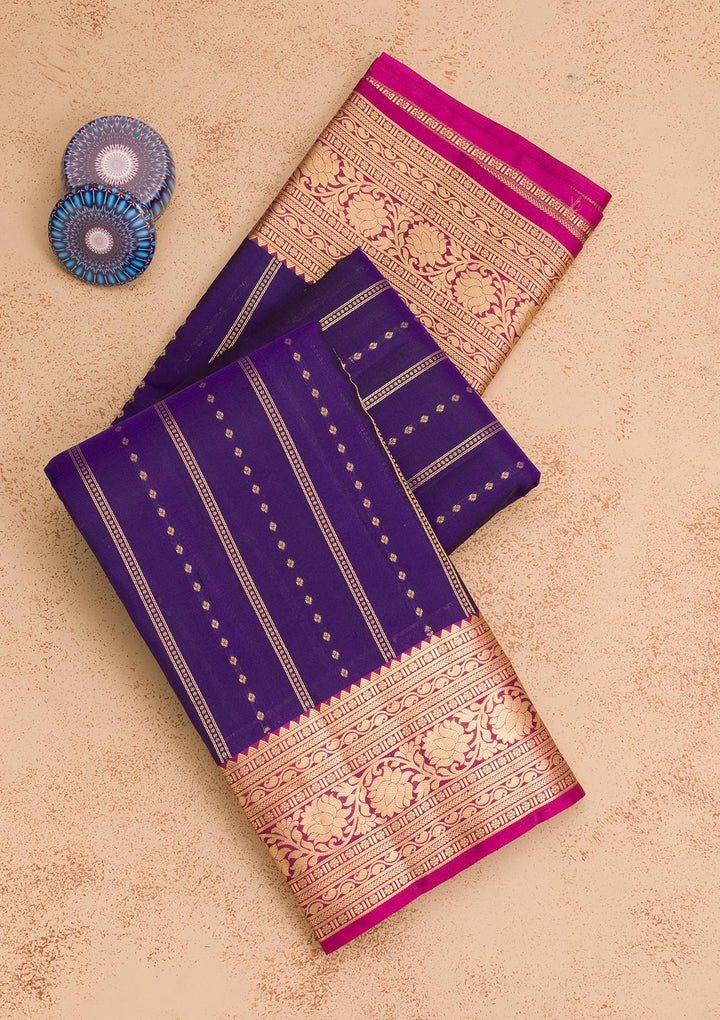 Navy Blue Zariwork Pure Silk Saree