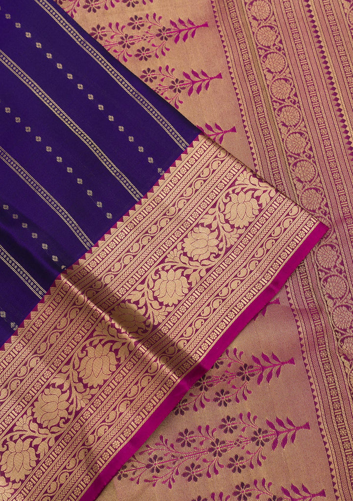 Navy Blue Zariwork Pure Silk Saree