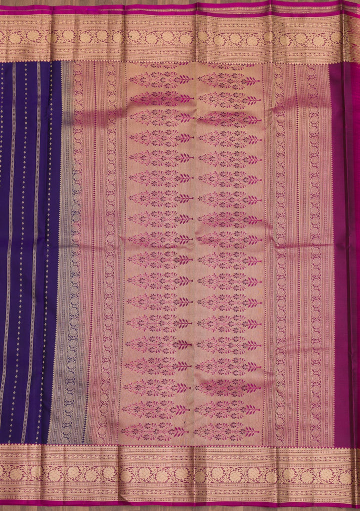 Navy Blue Zariwork Pure Silk Saree