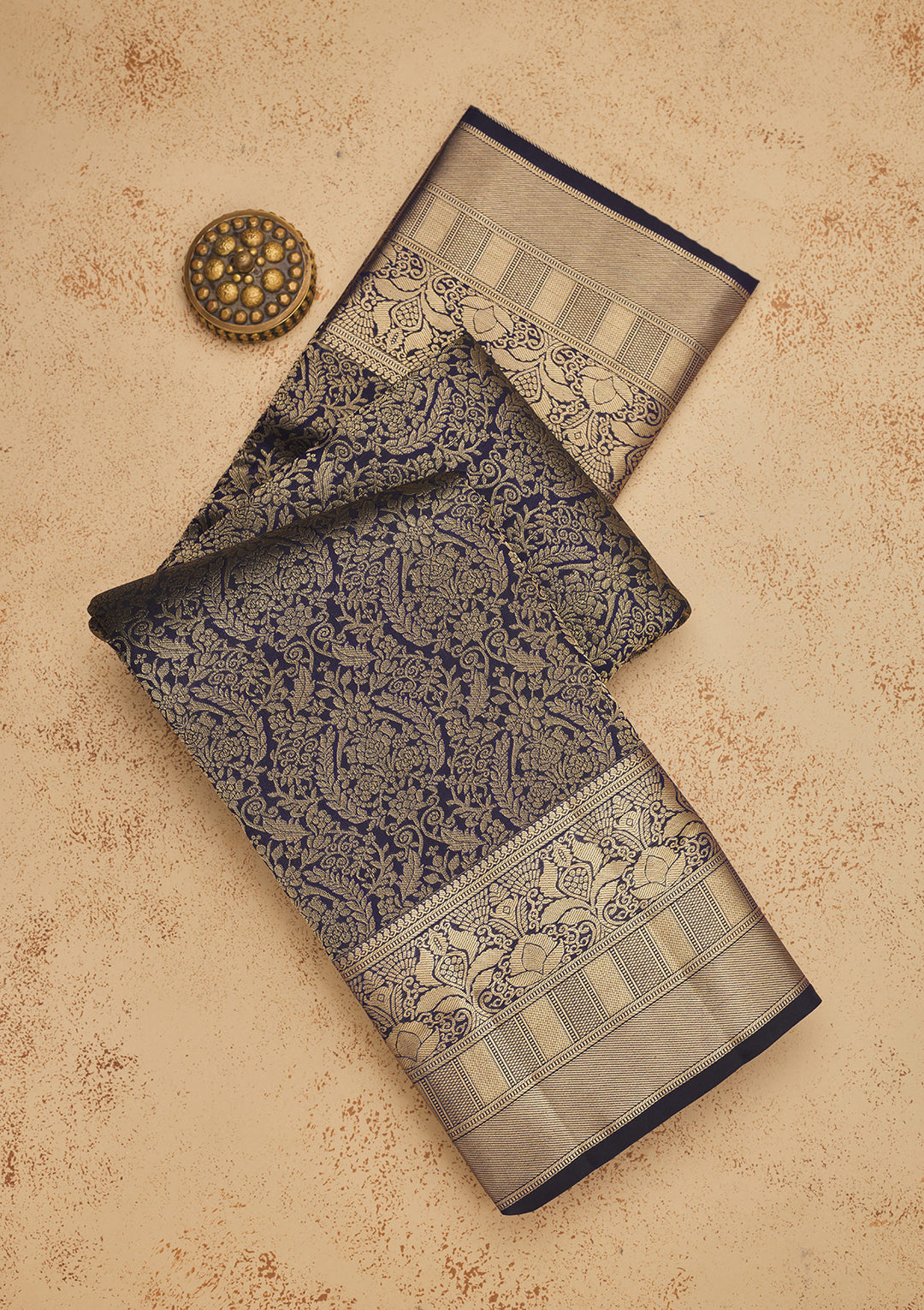 Navy Blue Zariwork Pure Silk Saree
