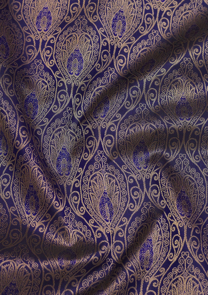 Navy Blue Zariwork Pure Silk Saree
