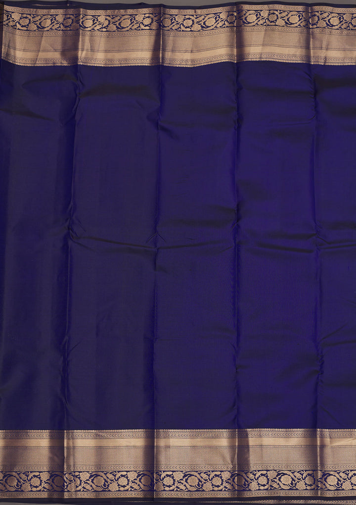 Navy Blue Zariwork Pure Silk Saree