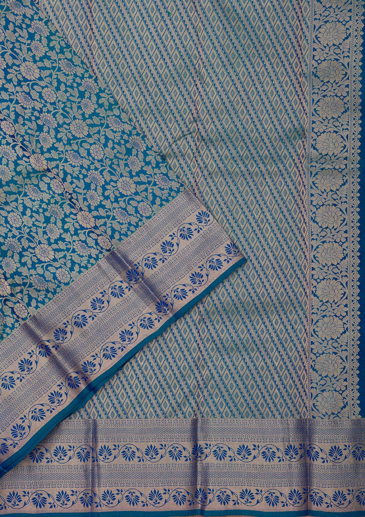 Navy Blue Zariwork Pure Silk Saree