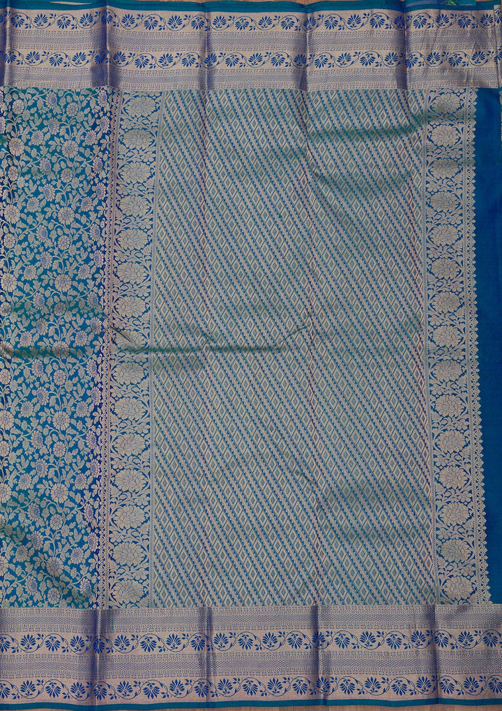 Navy Blue Zariwork Pure Silk Saree