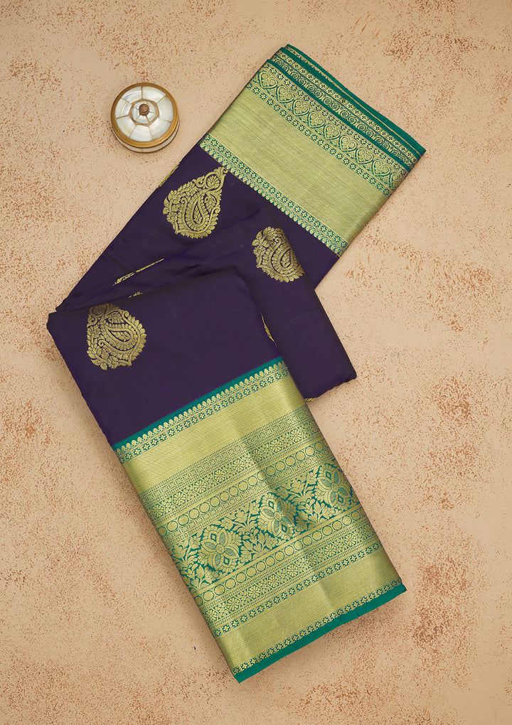 Navy Blue Zariwork Pure Silk Saree