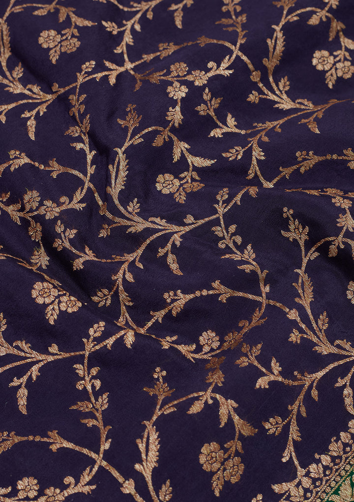Navy Blue Zariwork Pure Silk Saree