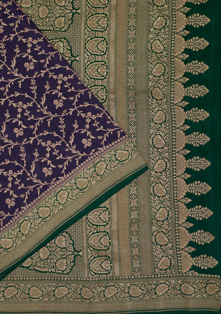 Navy Blue Zariwork Pure Silk Saree
