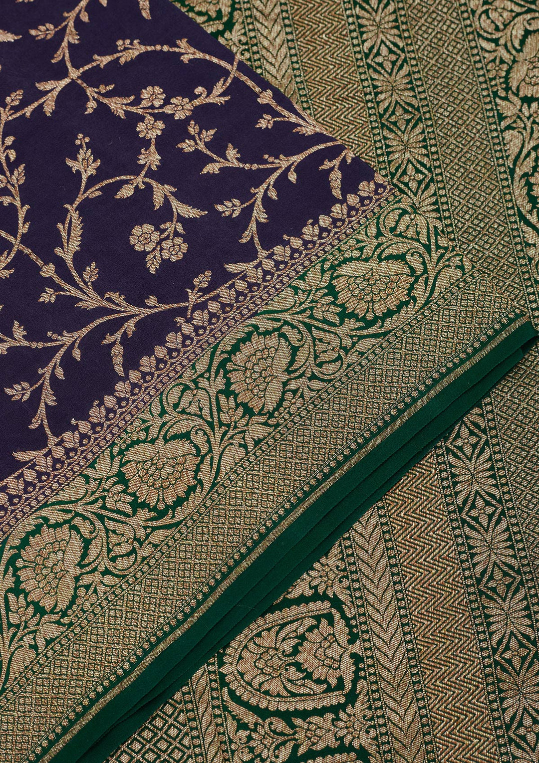 Navy Blue Zariwork Pure Silk Saree