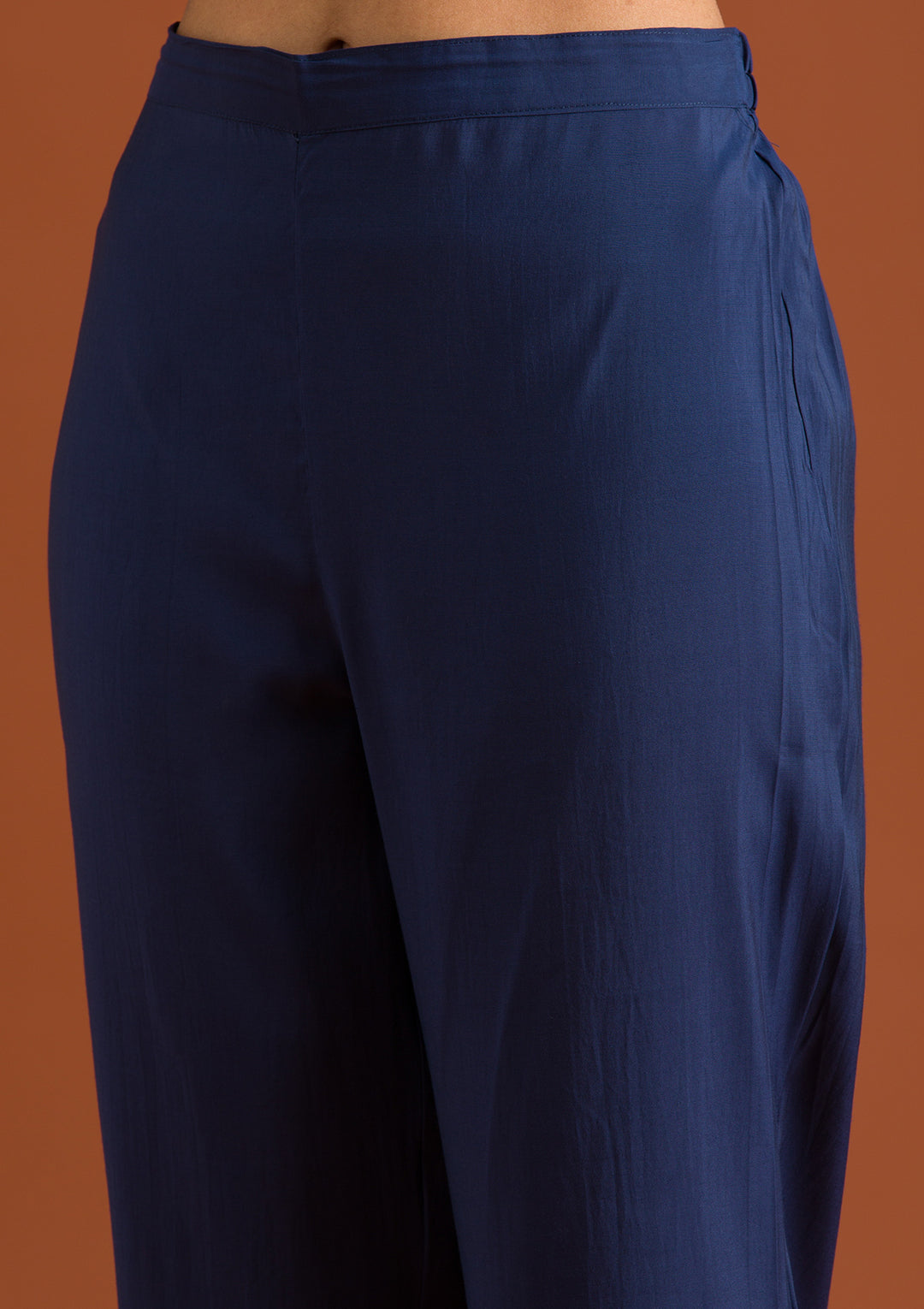 Navy Blue Zariwork Semi Crepe Readymade Salwar Suit