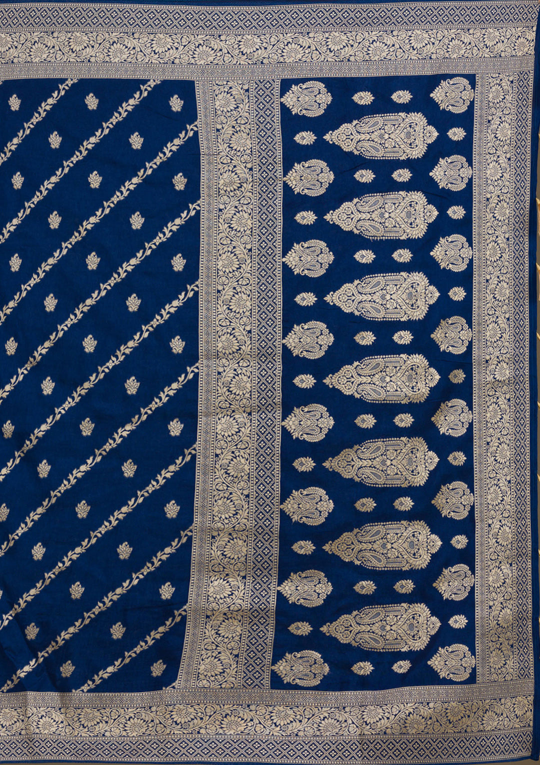 Navy Blue Zariwork Semi Crepe Saree