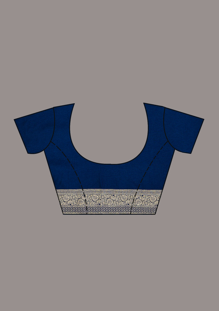 Navy Blue Zariwork Semi Crepe Saree