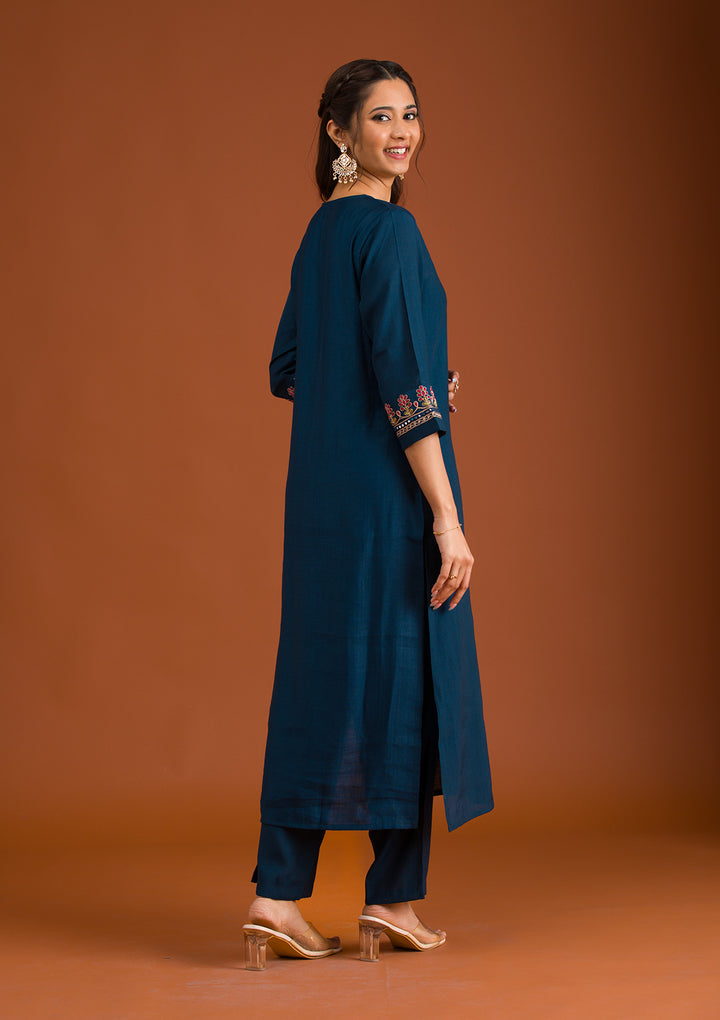 Navy Blue Zariwork Tissue Readymade Salwar Suit