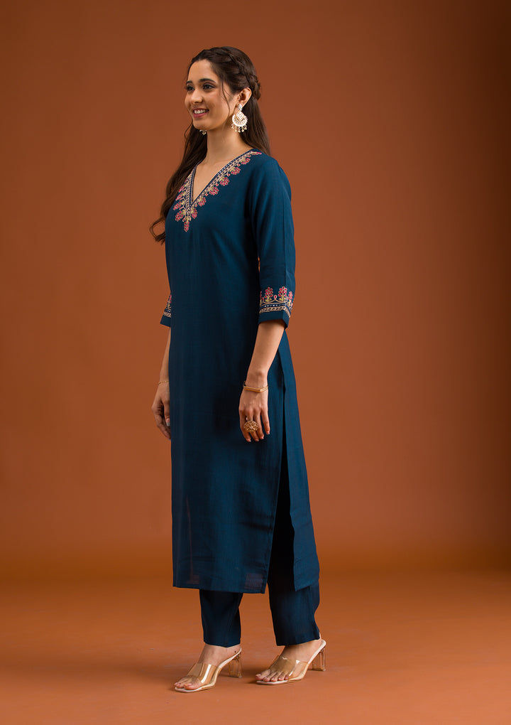 Navy Blue Zariwork Tissue Readymade Salwar Suit