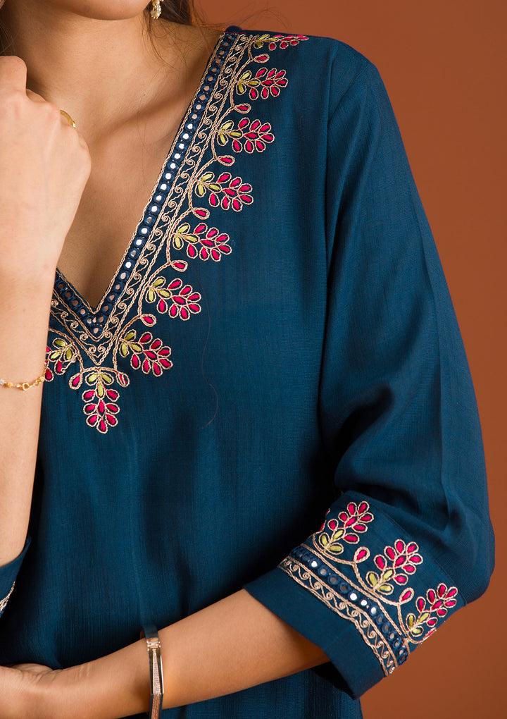 Navy Blue Zariwork Tissue Readymade Salwar Suit