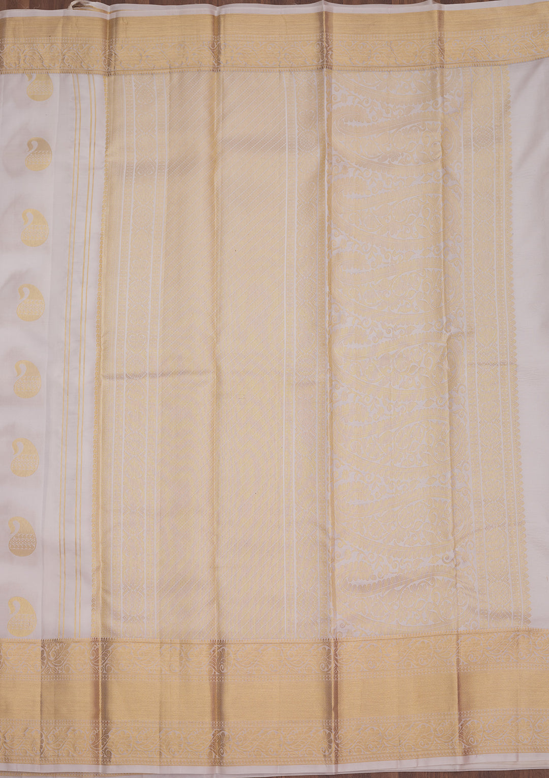 Off White Zariwork Pure Silk Saree