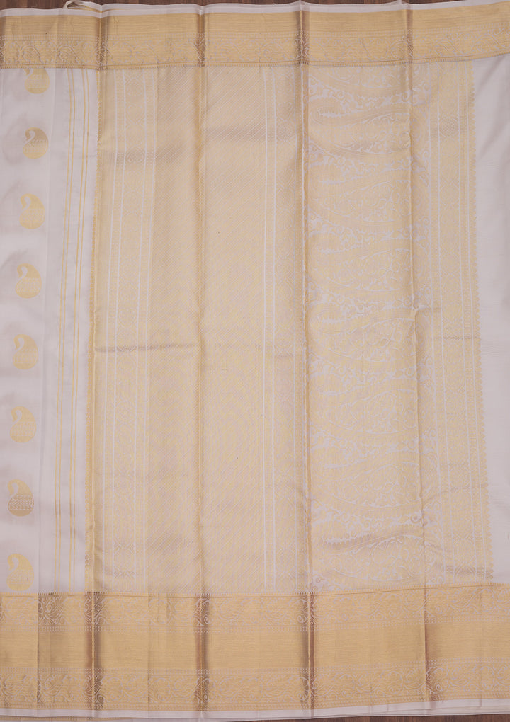 Off White Zariwork Pure Silk Saree
