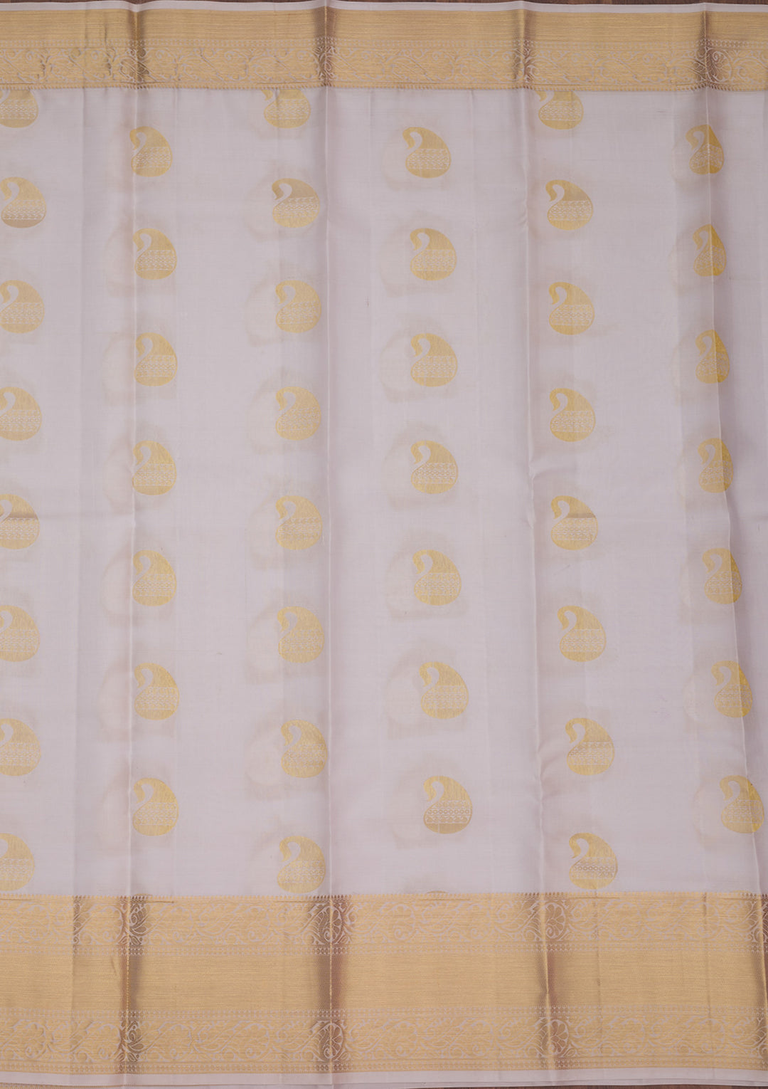 Off White Zariwork Pure Silk Saree