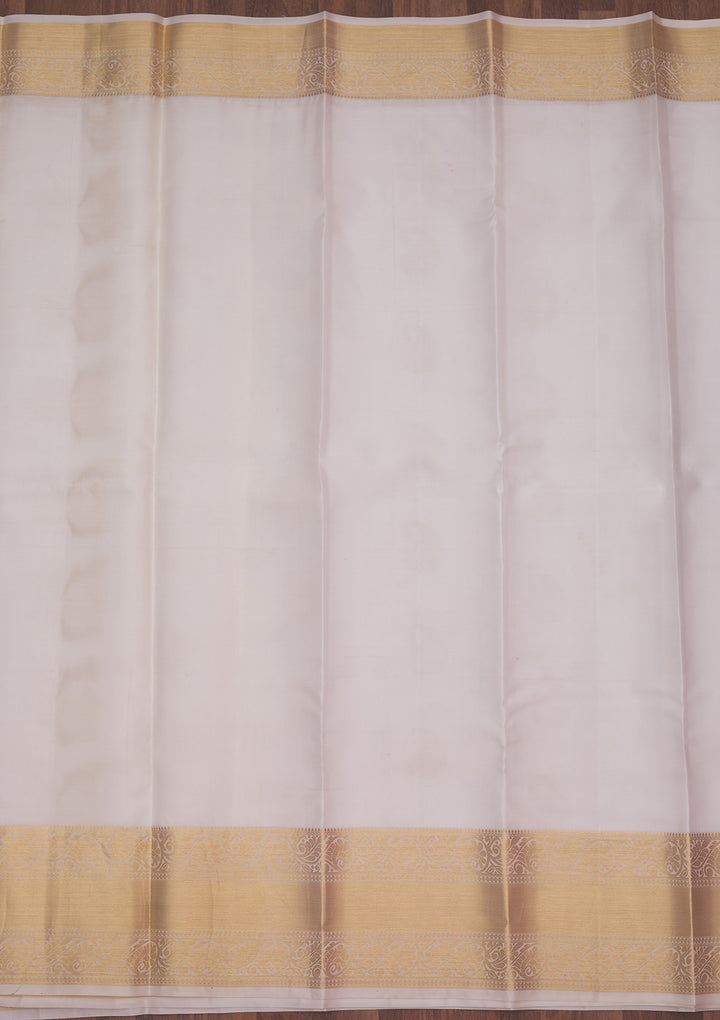 Off White Zariwork Pure Silk Saree