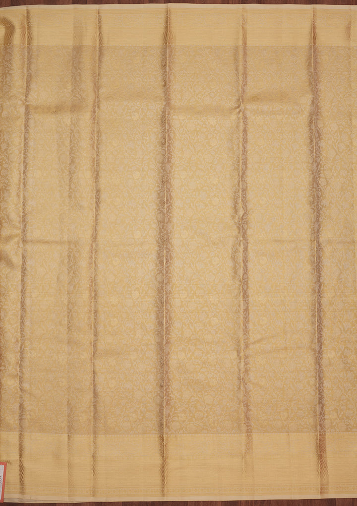 Off White Zariwork Pure Silk Saree
