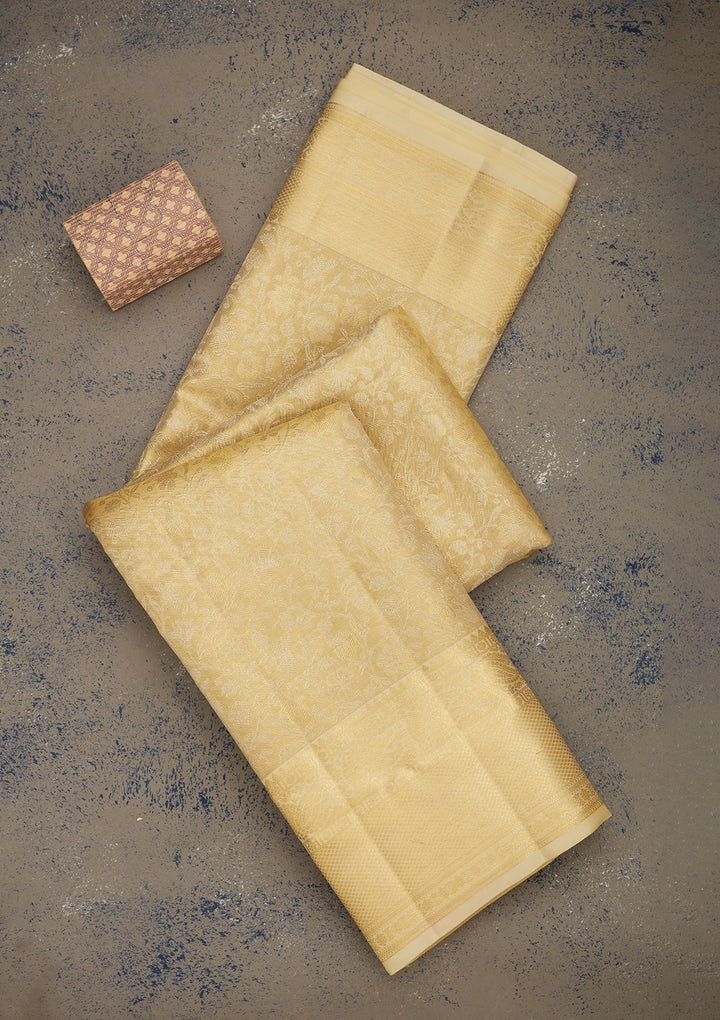 Off White Zariwork Pure Silk Saree
