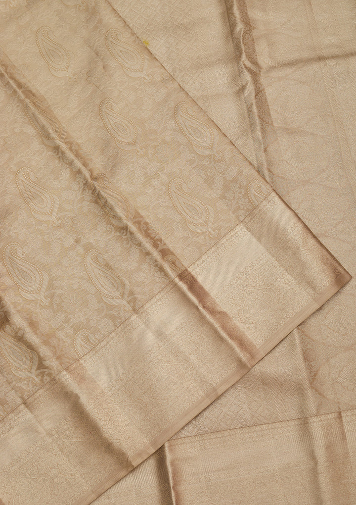 Off White Zariwork Pure Silk Saree