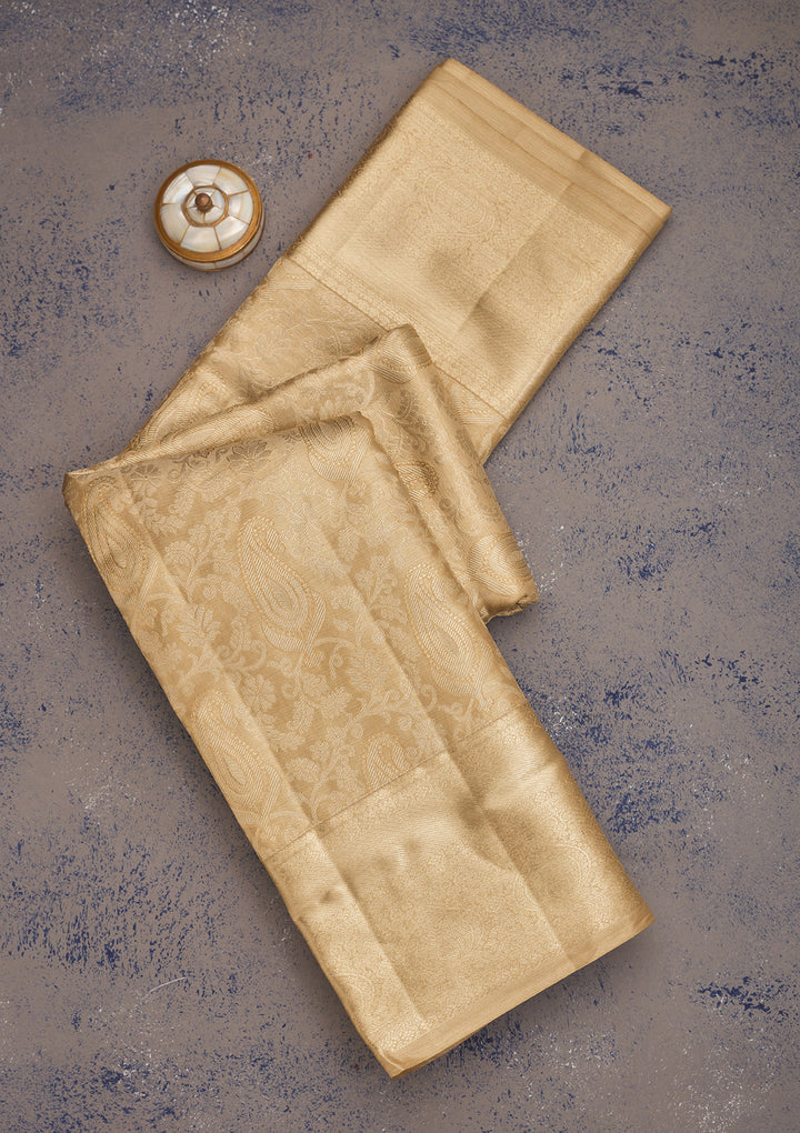 Off White Zariwork Pure Silk Saree