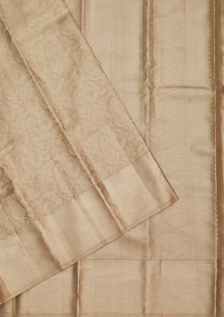 Off White Zariwork Pure Silk Saree