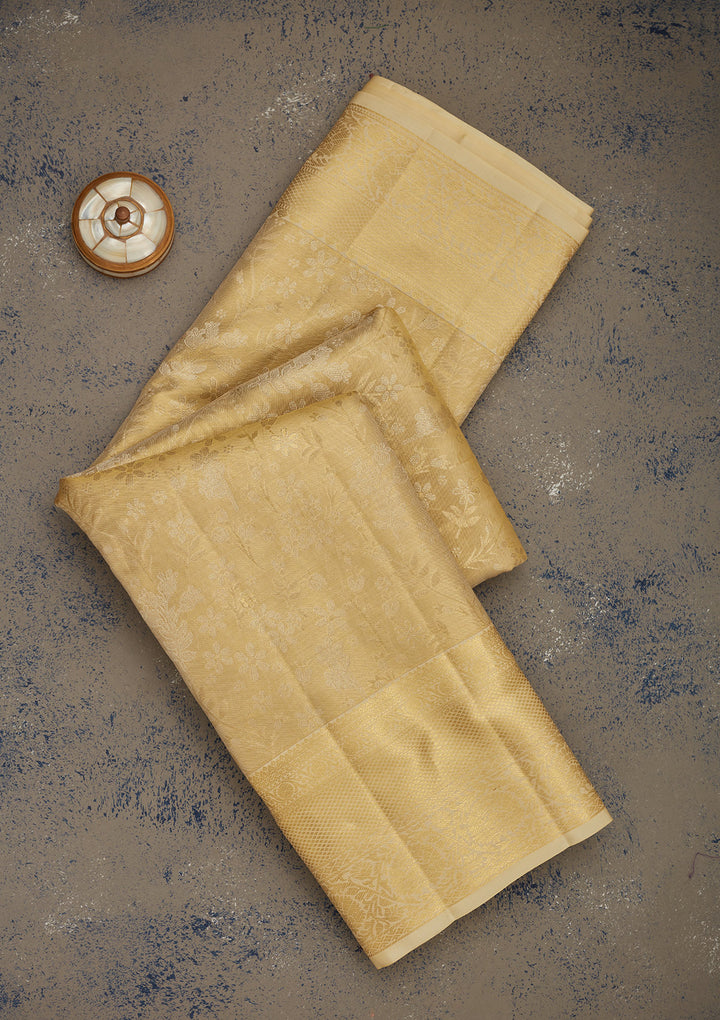 Off White Zariwork Pure Silk Saree