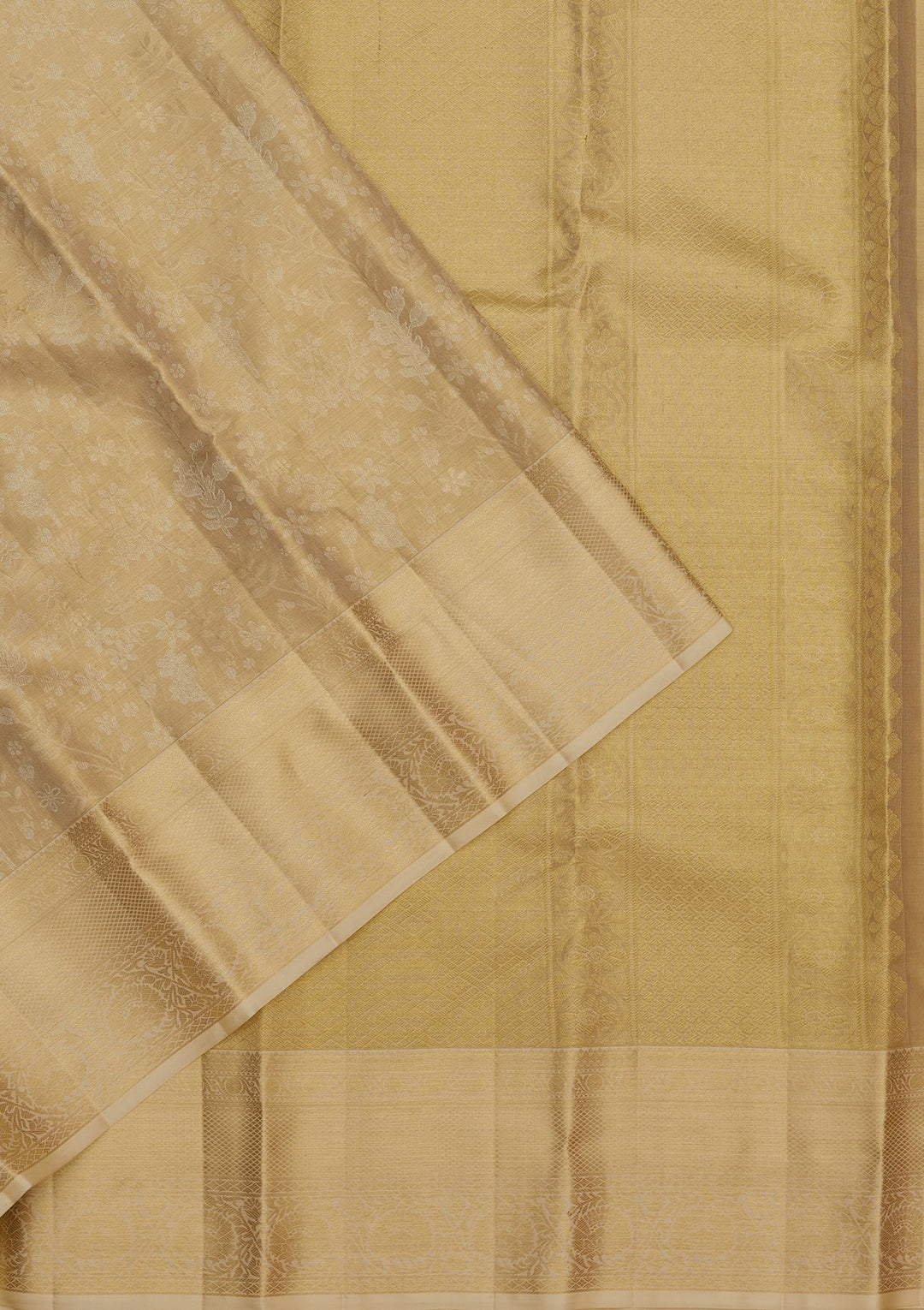 Off White Zariwork Pure Silk Saree