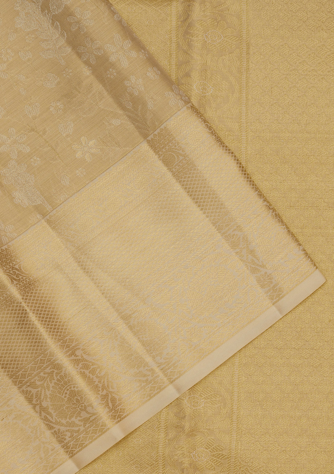 Off White Zariwork Pure Silk Saree